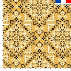 Coton jaune ocre motif bandana