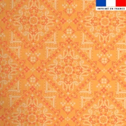 Coton mandarine motif bandana rose et crème