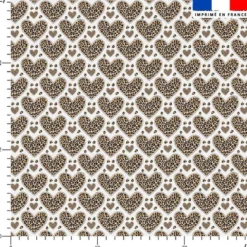 Coton motif coeur léopard