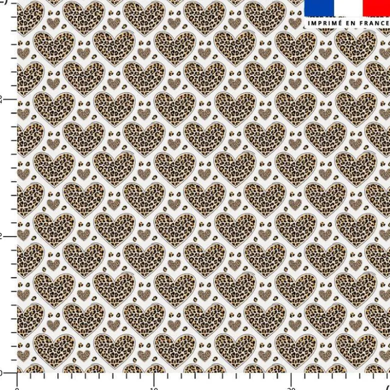 Coton motif coeur léopard