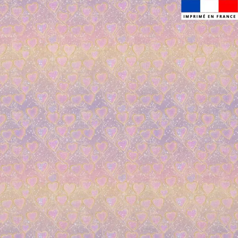 Coton motif coeurs scintillants