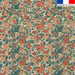 Coton motif petites fleurs rétro multicolores