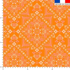 Coton orange motif bandana blanc et rose