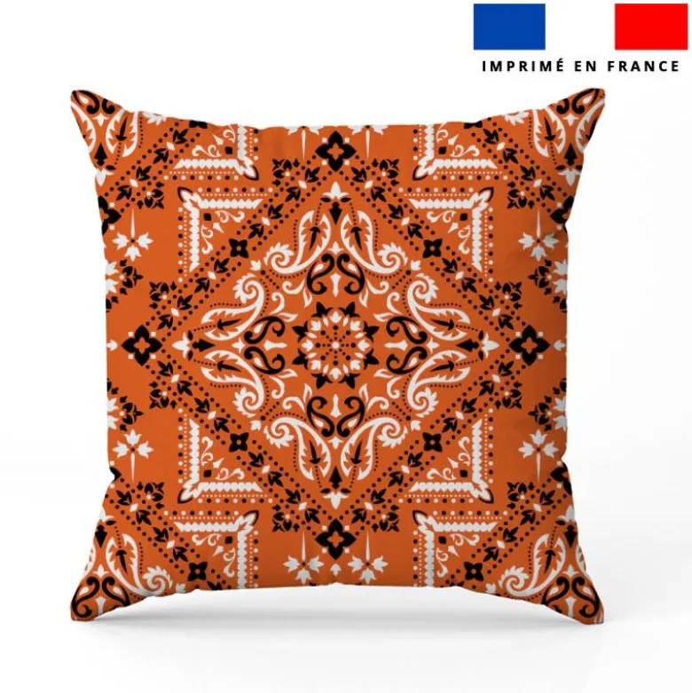 Coton orange motif grand bandana