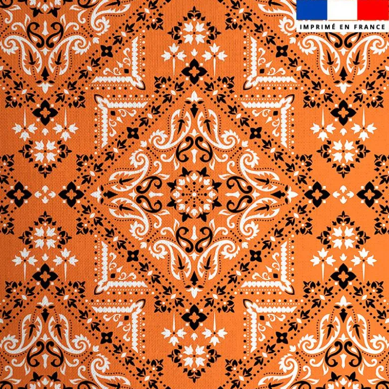 Coton orange motif grand bandana
