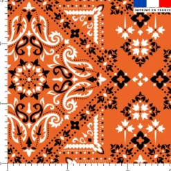 Coton orange motif grand bandana