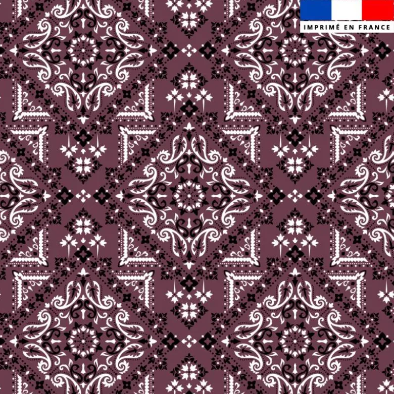 Coton prune motif bandana