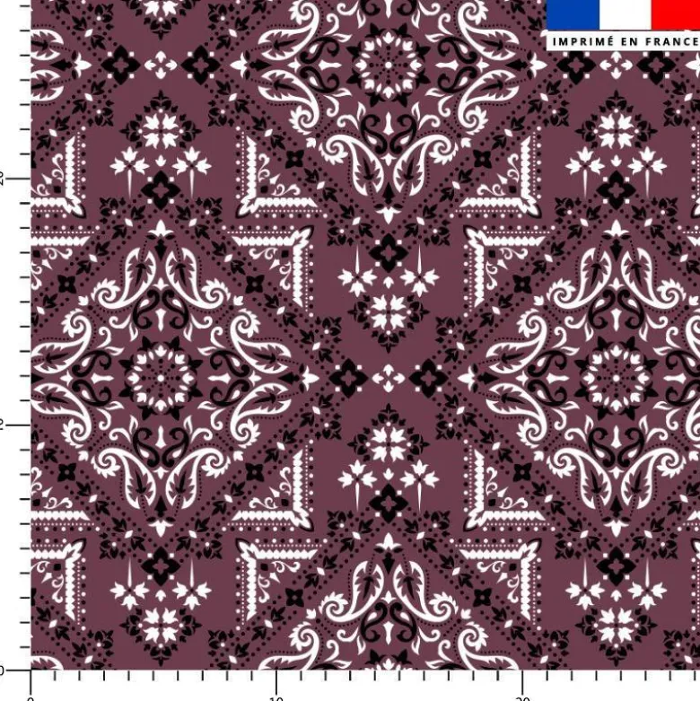 Coton prune motif bandana