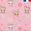 Coton rose motif chihuahua fleurs roses - Création Jolifox