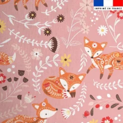 Coton rose motif folk fox