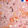 Coton rose motif folk fox