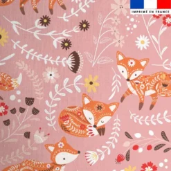 Coton rose motif folk fox
