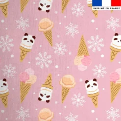 Coton rose motif panda et ice-cream