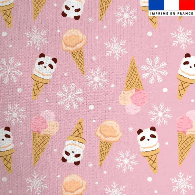 Coton rose motif panda et ice-cream
