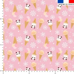 Coton rose motif panda et ice-cream