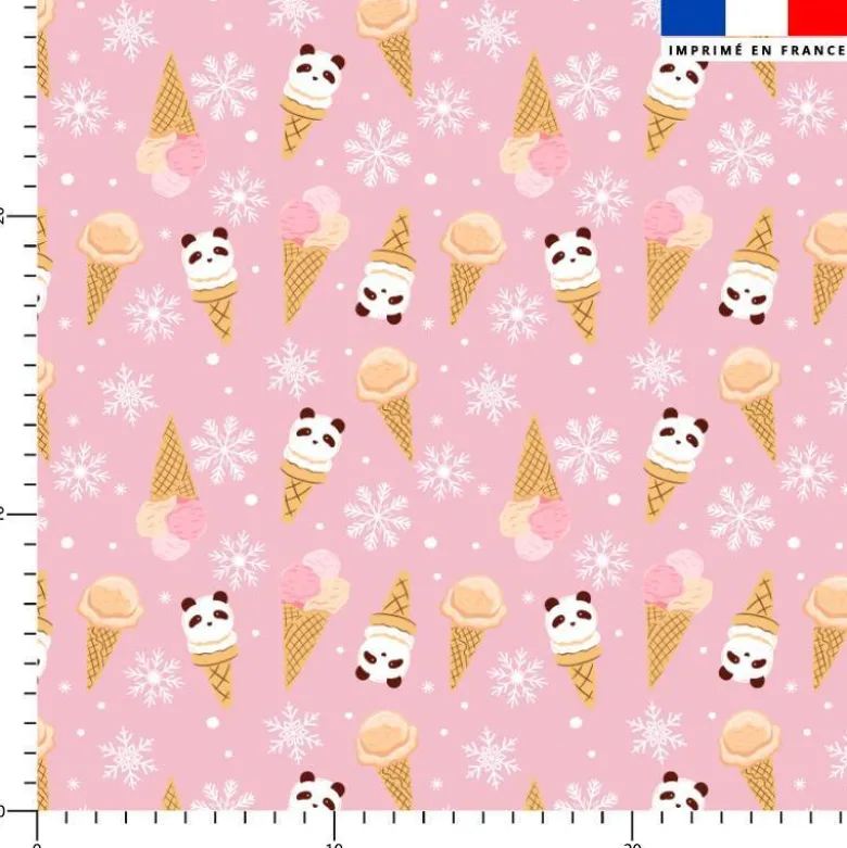 Coton rose motif panda et ice-cream