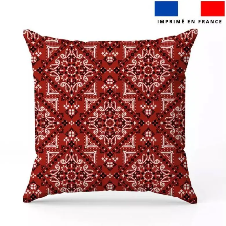 Coton rouge brique motif bandana