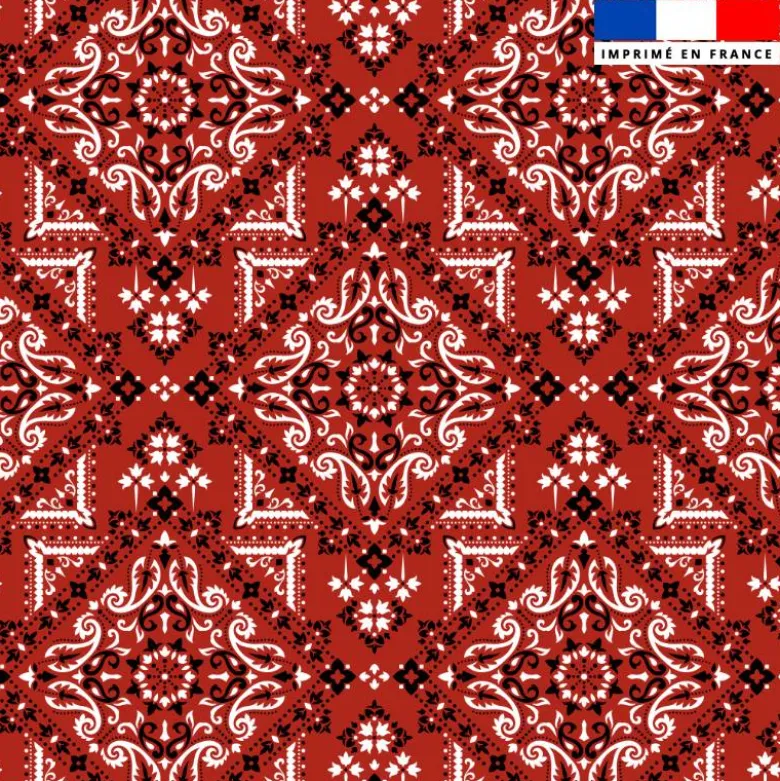 Coton rouge brique motif bandana