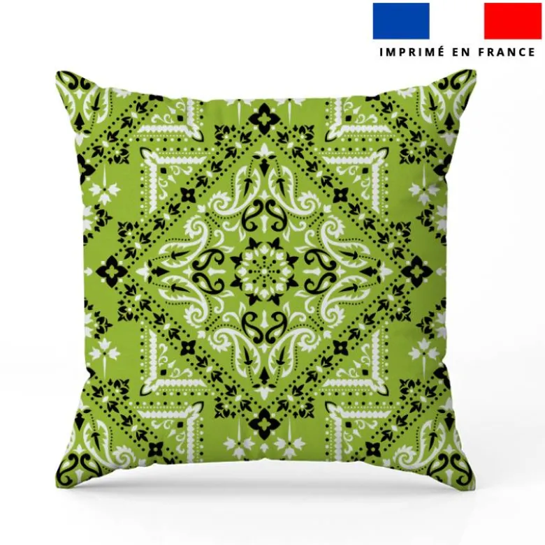 Coton vert clair motif grand bandana