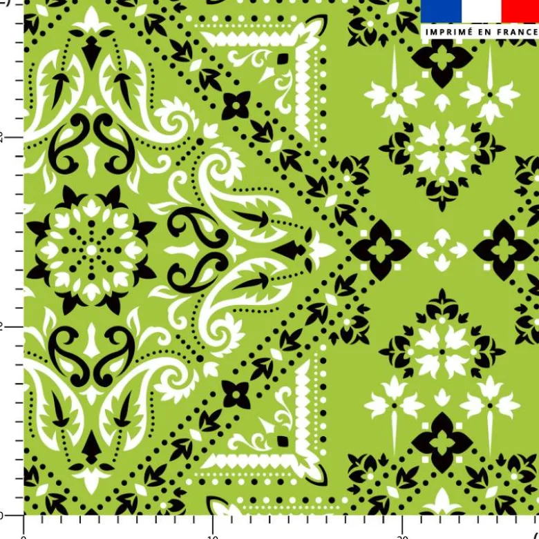 Coton vert clair motif grand bandana