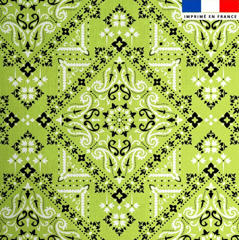 Coton vert clair motif grand bandana