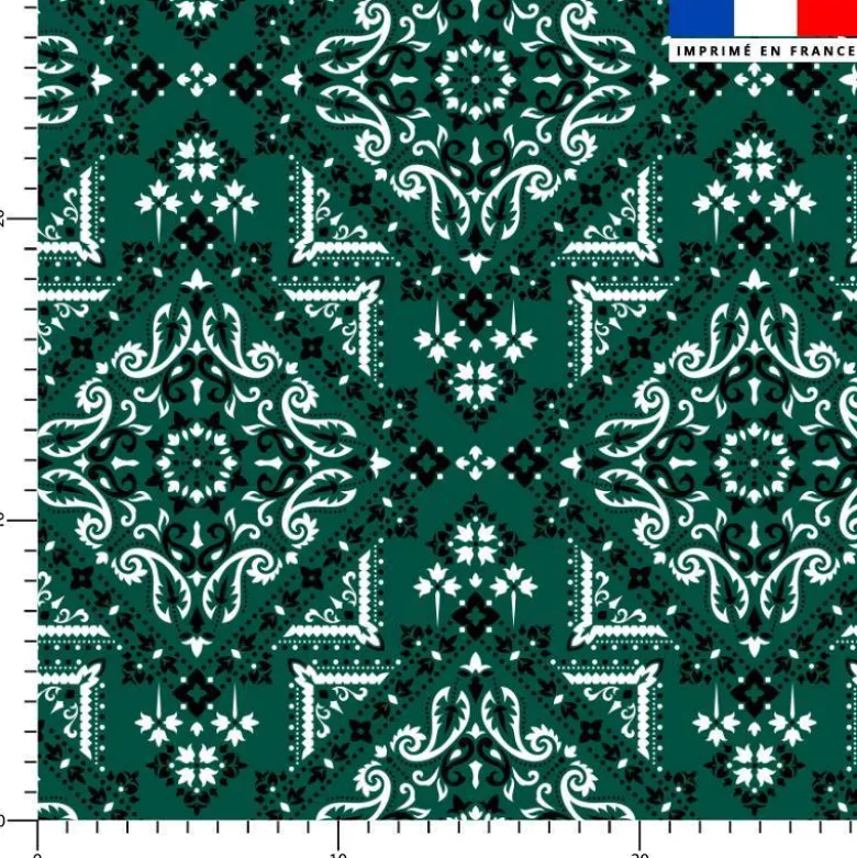 Coton vert foncé motif bandana