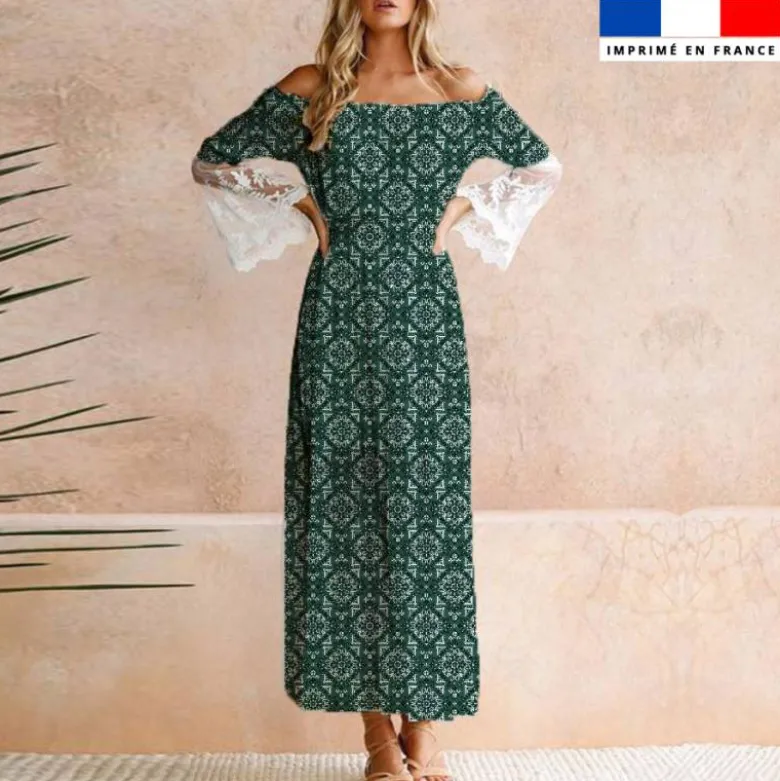 Coton vert foncé motif bandana