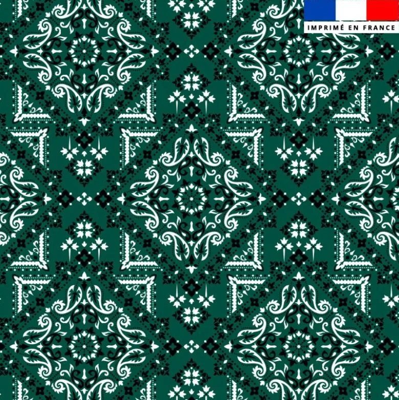 Coton vert foncé motif bandana