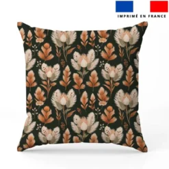 Coton vert foncé motif pampas et fleurs séchées