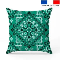 Coton vert émeraude motif grand bandana