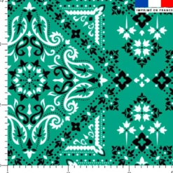 Coton vert émeraude motif grand bandana