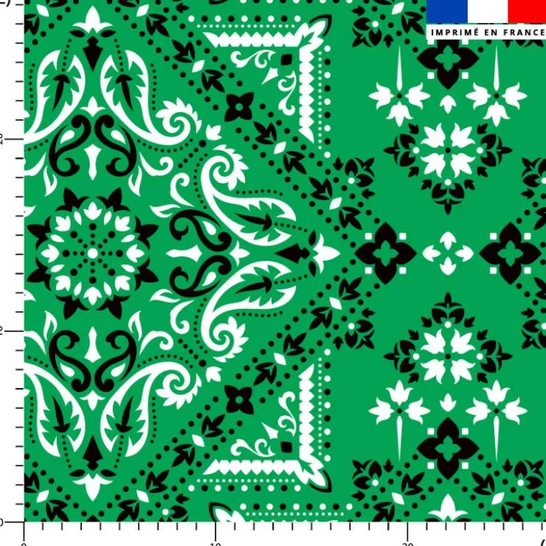 Coton vert motif grand bandana