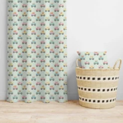 Coton vert pastel motif petits animaux conducteurs
