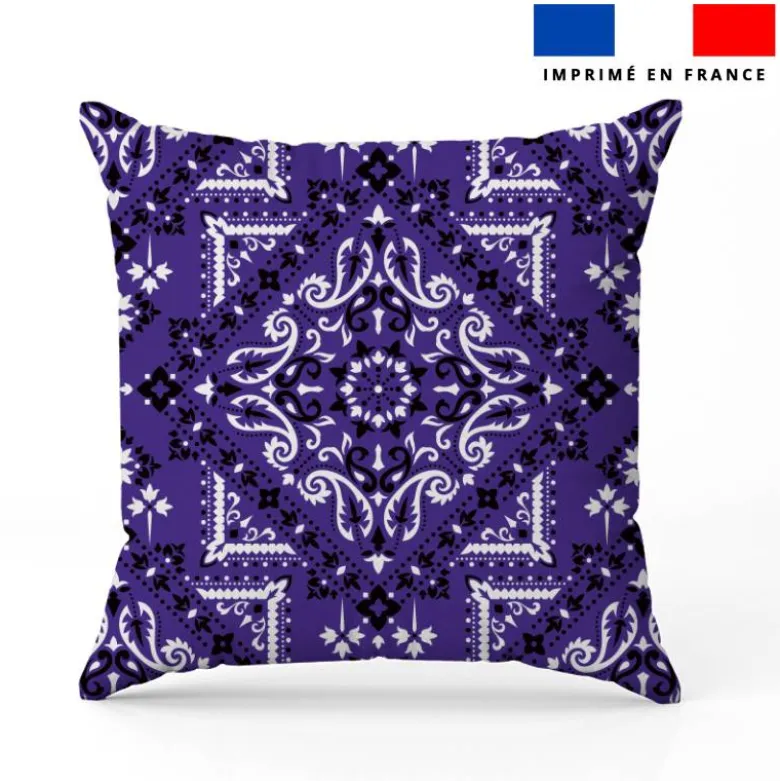 Coton violet motif grand bandana