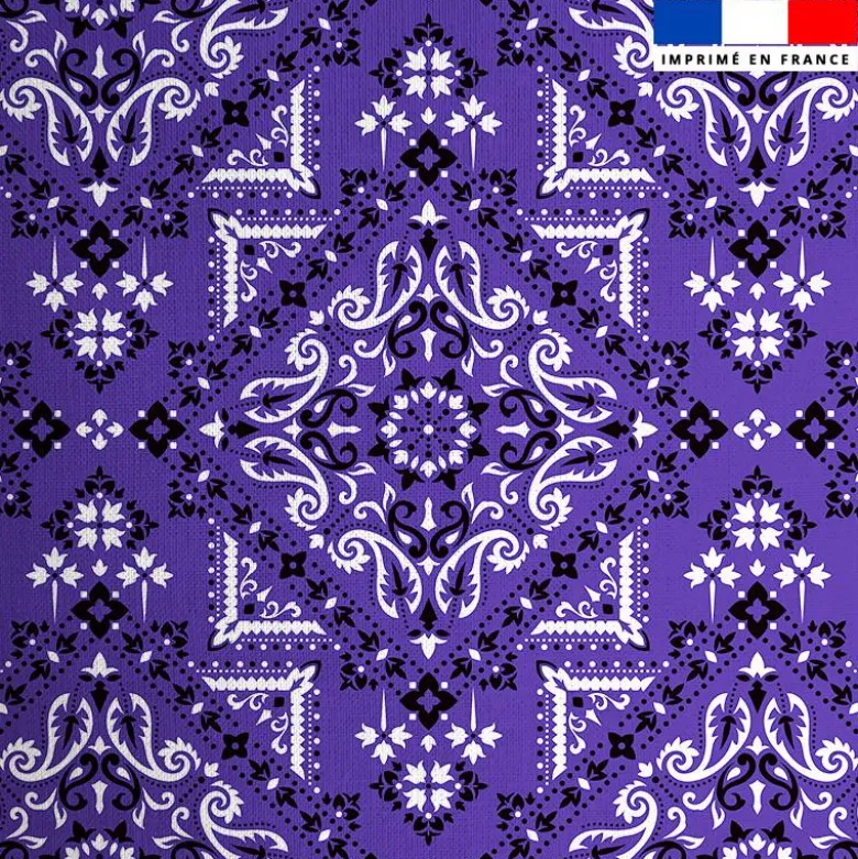 Coton violet motif grand bandana
