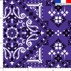 Coton violet motif grand bandana