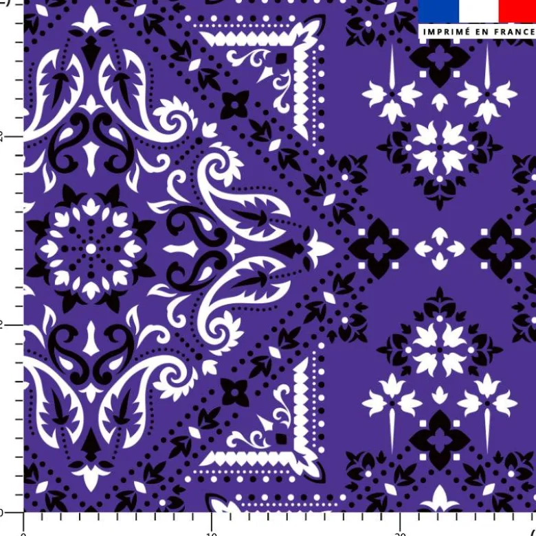 Coton violet motif grand bandana