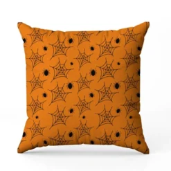 coupon - Coupon 100cm - Araignées et toiles - Fond orange - Coton cretonne 156gr/m² - 148 cm