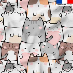 coupon - Coupon 130cm - Chaton pastel - Fond blanc - Polaire 260 gr/m² - 142 cm
