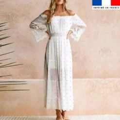 coupon - Coupon 150cm - Coeur rose - Fond blanc - Popeline de coton GOTS 103 gr/m² - 142 cm