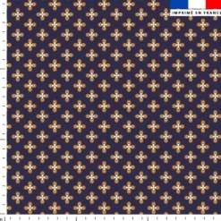 coupon - Coupon 235cm - Petite fleur vintage seventies - Fond indigo - Tissu occultant 250 gr/m² - 146 cm