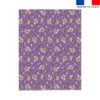 Coupon couverture bleu imprimé mini poule et oeufs de Pâques violet - Création Stillistic