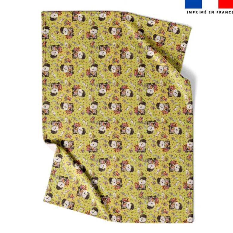 Coupon couverture bleu imprimé mini mouton et oeufs de Pâques - Création Stillistic