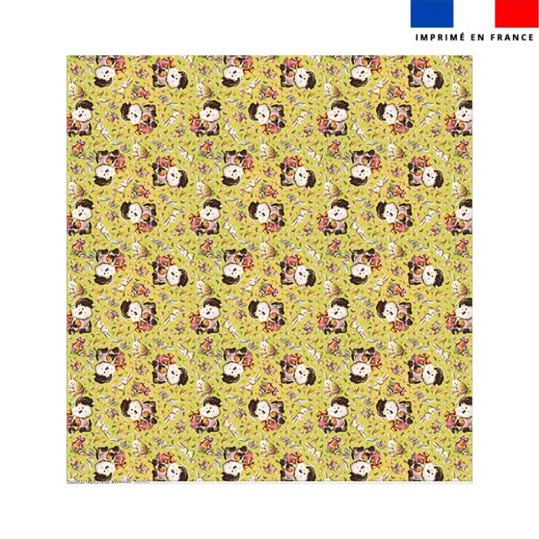 Coupon couverture bleu imprimé mini mouton et oeufs de Pâques - Création Stillistic