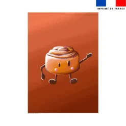 Coupon couverture imprimé amis ptit déj Roulé à la cannelle - Création Stillistic