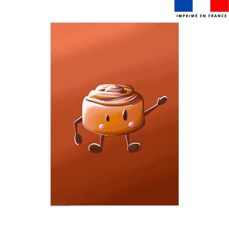 Coupon couverture imprimé amis ptit déj Roulé à la cannelle - Création Stillistic