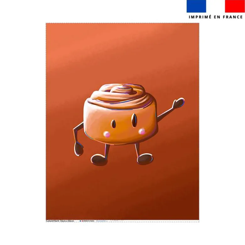 Coupon couverture imprimé amis ptit déj Roulé à la cannelle - Création Stillistic