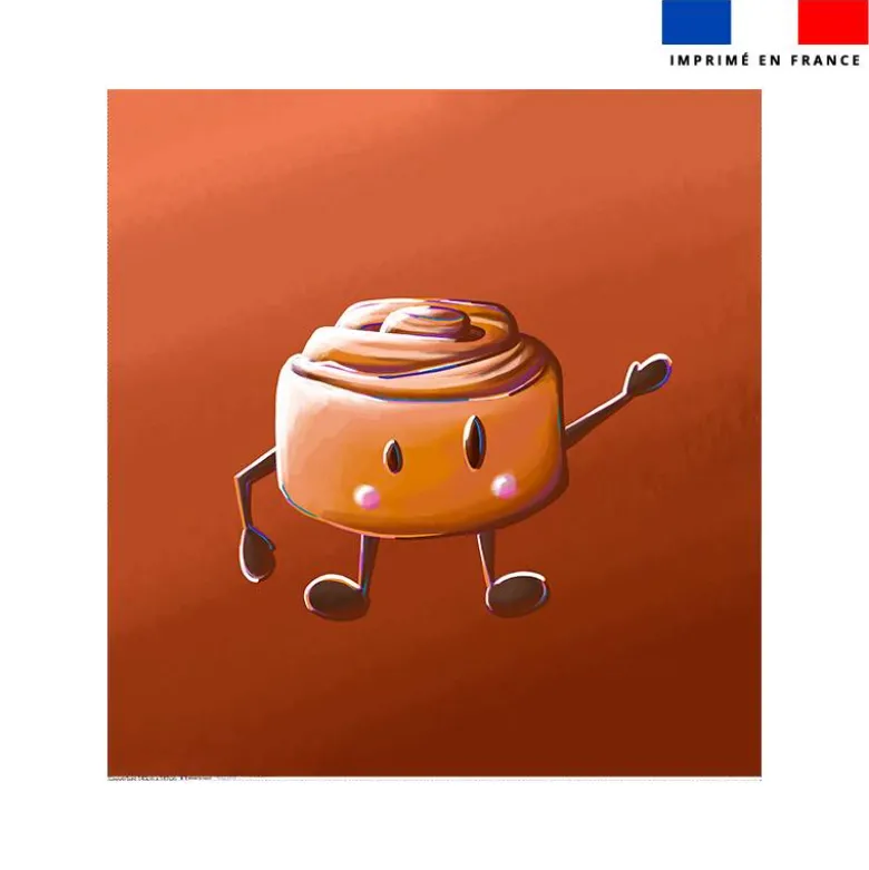 Coupon couverture imprimé amis ptit déj Roulé à la cannelle - Création Stillistic
