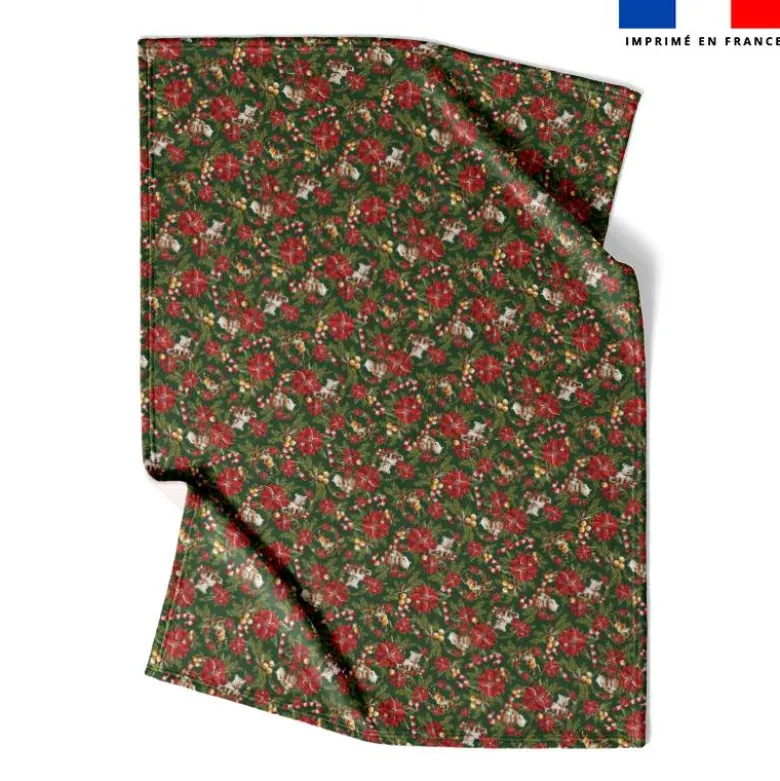 Coupon couverture imprimé animaux couronne et fleur de noel - Création Stillistic