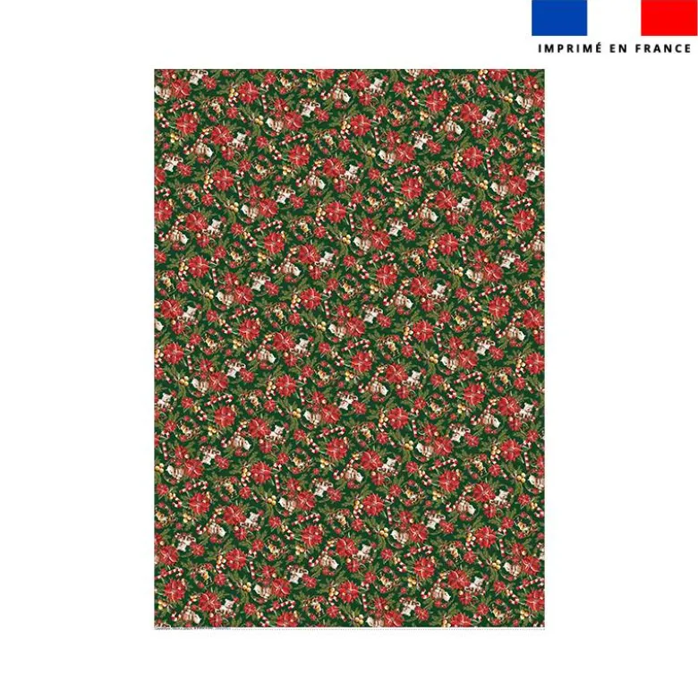 Coupon couverture imprimé animaux couronne et fleur de noel - Création Stillistic